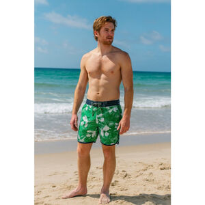 Sperry Men's Green White Floral Swim Trunks Size 32
